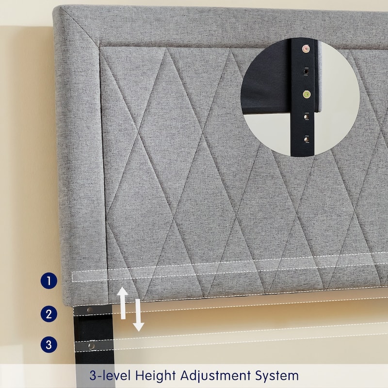 Subrtex Modern Upholstered Bed Frame,Solid wood Platform,No Box Spring Needed