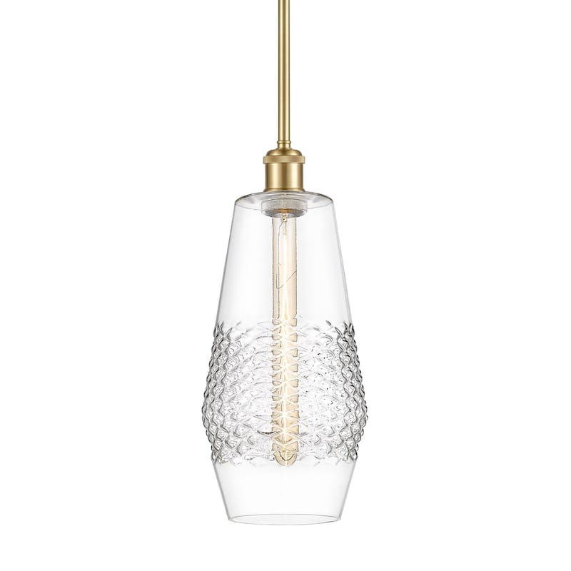 Innovations Lighting 516-1S-17-7 Windham Pendant Windham 7" Wide Mini - Satin Gold / Clear