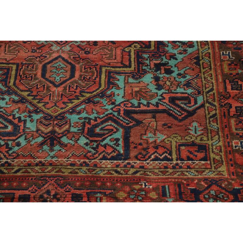 Hand Knotted Oriental 100% Wool Carpet Traditional Medallion Oranges & Rust Heriz Area Rug - 6' 11'' X 4' 7''