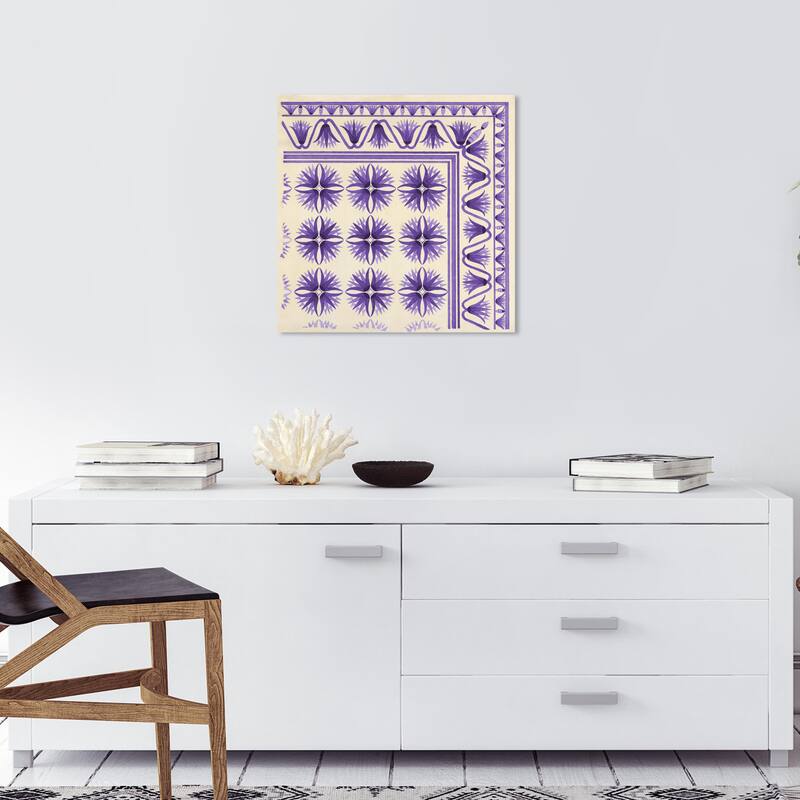 Wynwood Studio Canvas Abstract Floor Covering Lilac White and Cream White Traditional Wall Art Canvas Print - 20 x 20