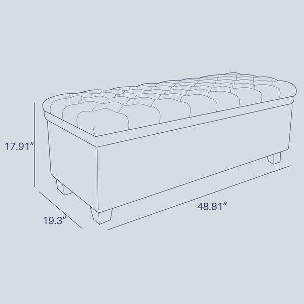 dimension image slide 0 of 2, BELLEZE Tufted Upholstered Storage Ottoman Bench Footrest, Light Grey - Light Grey