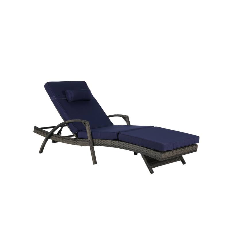 Wicker Curved Lounge Chair Set of 2, Outdoor Reclining Chairs with Cushions & 5 Adjustable Reclining Angles
