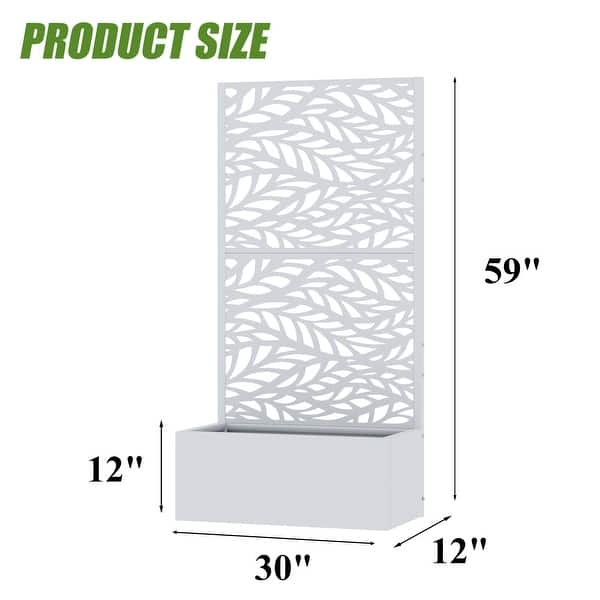 dimension image slide 16 of 18, 72 in Metal Movable Planter Box with Trellis Privacy Screen Lockable Wheels