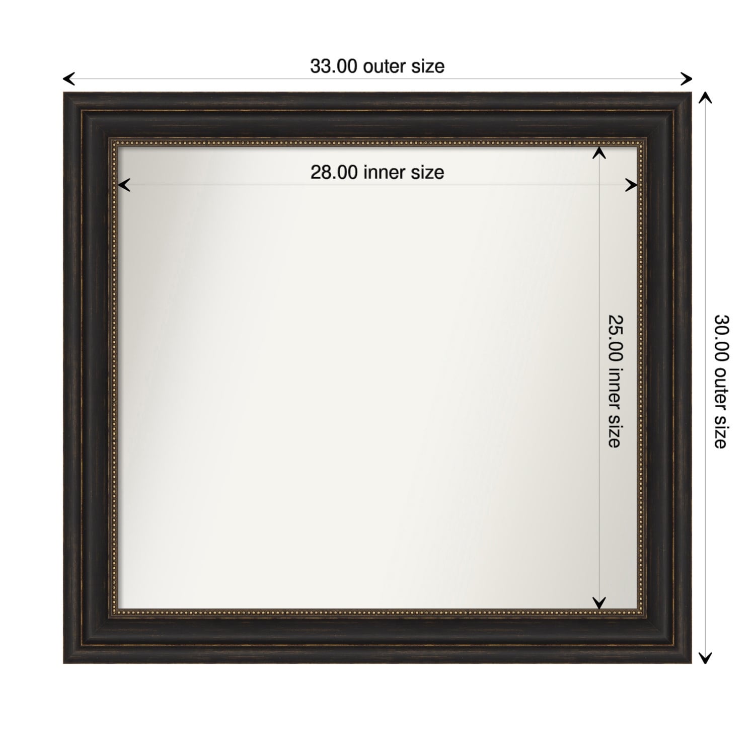 Accent Bronze Framed Non-Beveled Custom Wall Mirror, Bathroom Vanity Mirror