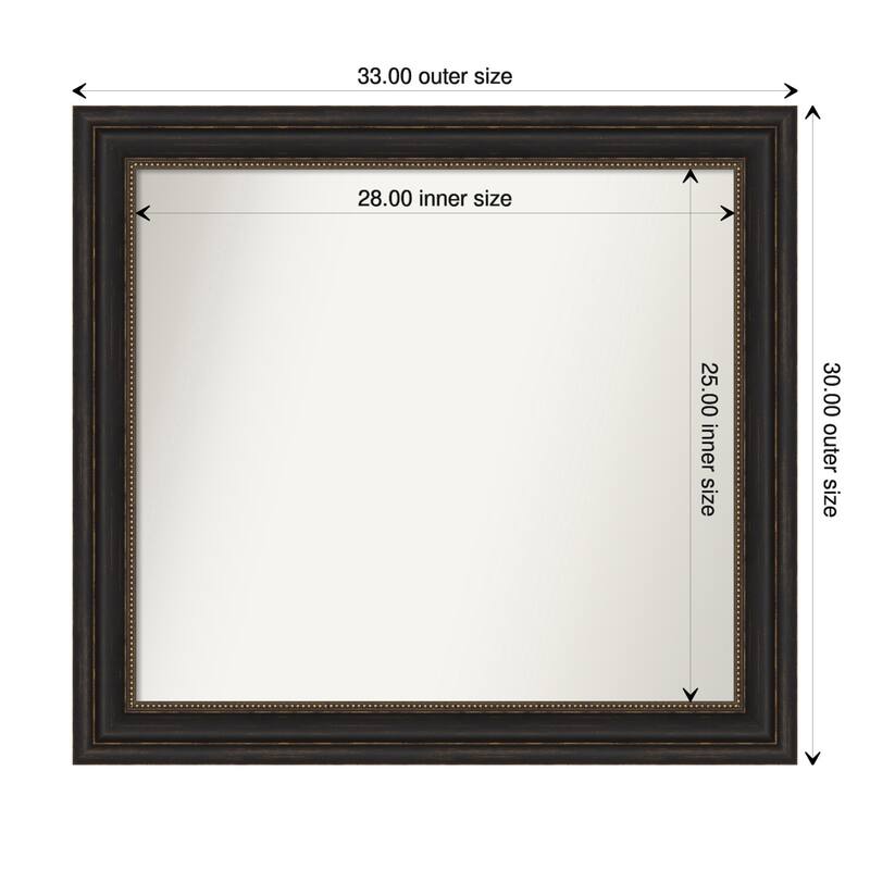 Accent Bronze Framed Non-Beveled Custom Wall Mirror, Bathroom Vanity Mirror - Outer Size: 33 x 30