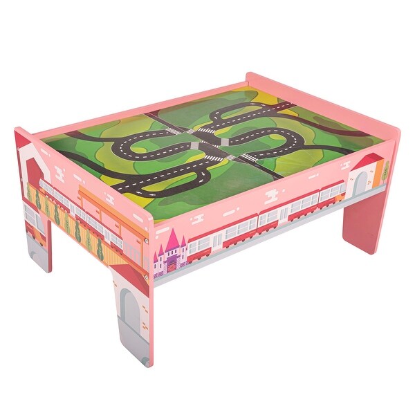 Wooden Train Set 75 Pieces with Table, Pink - Bed Bath & Beyond