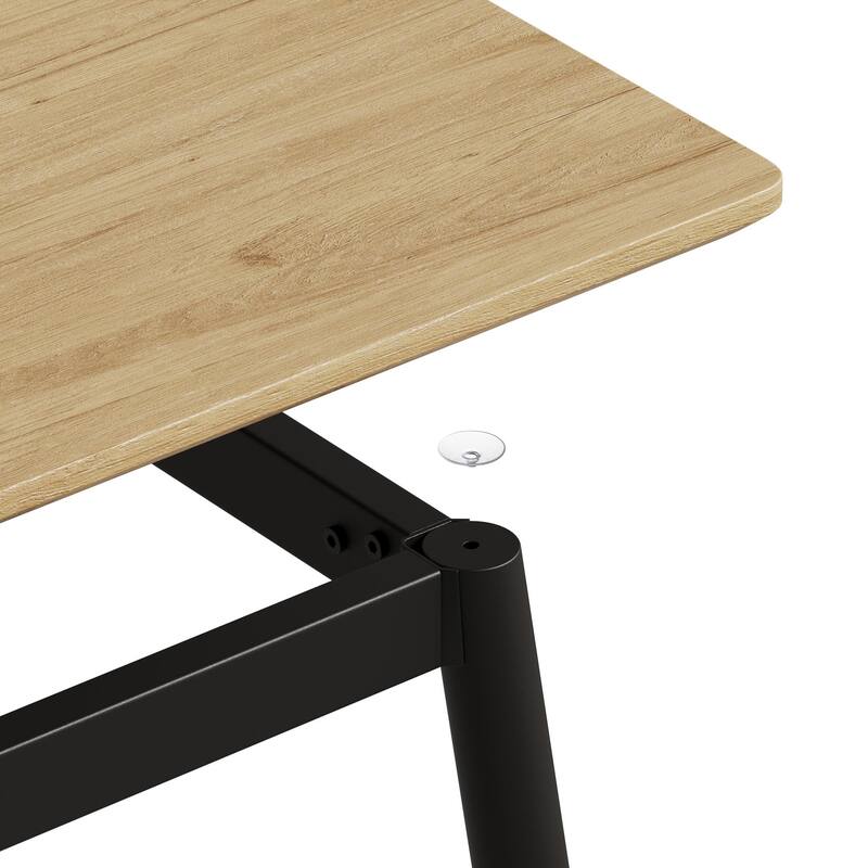 Stylish Dining Table Set for 4-6 People, 5-Piece Modern Wood Grain Table and Velvet Plush Chairs with Black Metal Legs