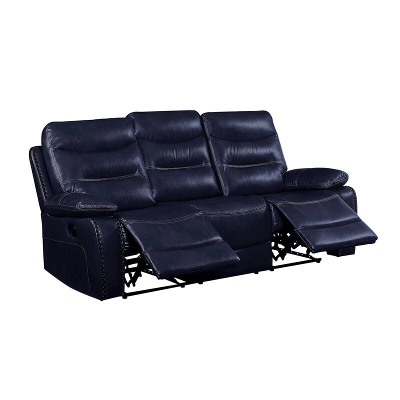 Graton Navy Horizontal Tufted with Nailhead Trim Recliner