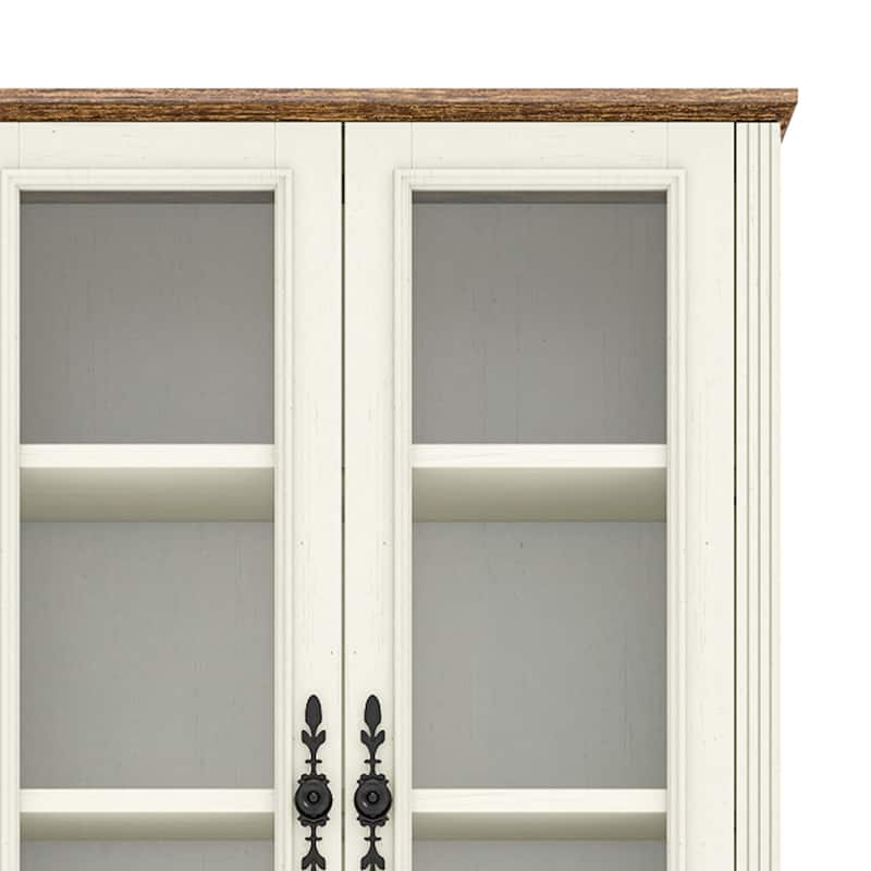 Moasis 76" Tall Kitchen Pantry Cabinet with Glass Doors And 2 Large Drawers