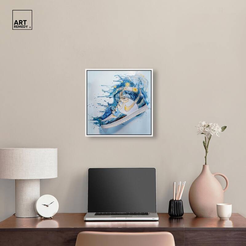 Starry Night Sneaker Splash Canvas by Art Remedy