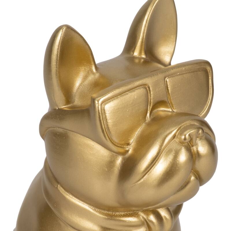 Sagebrook Home 10" Solid Color Cool Shades Novelty Boston Terrier - 7" x 5" x 10"