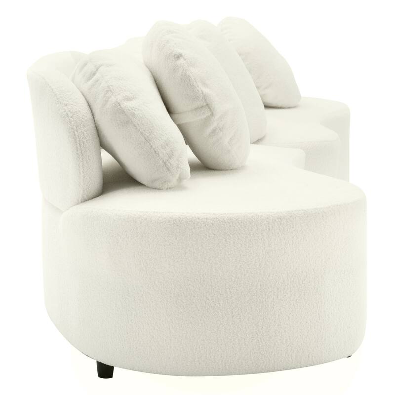 103.5" Lamb Velvet Armless Sectional Sofa with 6 Pillows