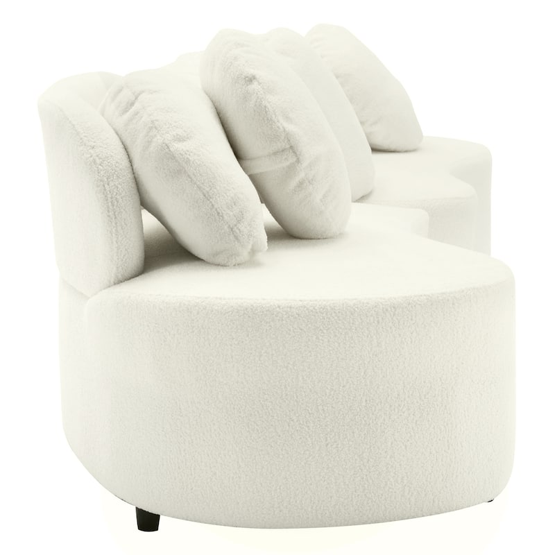103.5" Lamb Velvet Armless Sofa with 6 Pillows and Floating Design