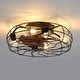 preview thumbnail 108 of 191, 16.5"/18.5"/20"/23.6"/24"/28" Vintage Distressed White Low Profile Caged Ceiling Fan with Light and Remote (7/6/5/3-Blade)