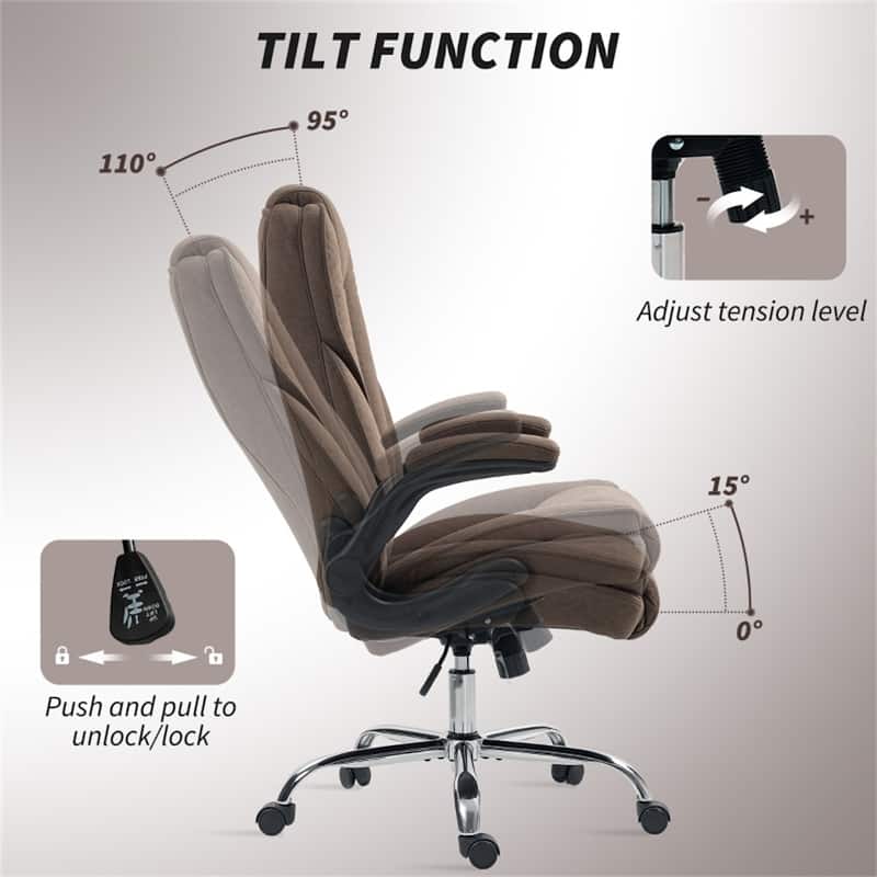 Comfortable Adjustable Height Velvet Desk Chair with Tilt Recline and Swivel Seat Steel Base - 27.6" W x 27.6" D x 44.9" -48" H