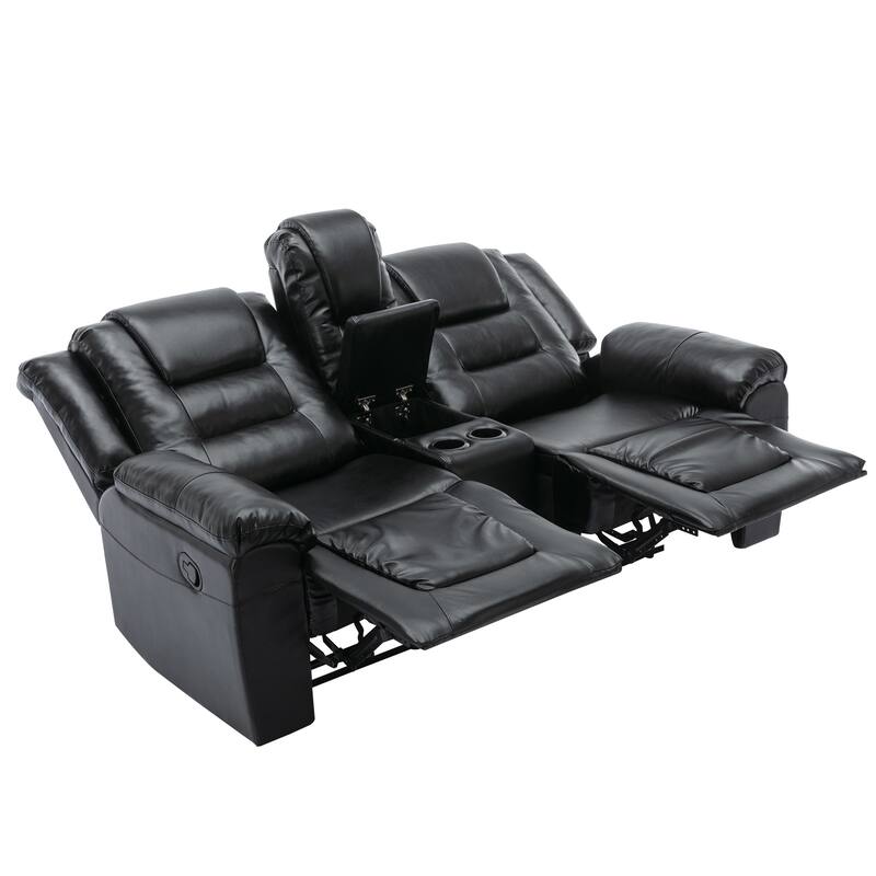 2 Seater Home Theater Recliner Manual Recliner Chair with a Storage Box and Two Cup Holders for Living Room,Bedroom