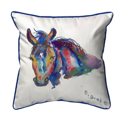 Betsy Drake Nellie Horse Multicolor Polyester 16-inch x 20-inch Indoor/Outdoor Throw Pillow