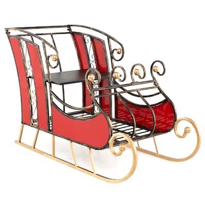 Gymax 23''Christmas Santa Sleigh w/ 2-Tier Storage Shelf Christmas - See Details