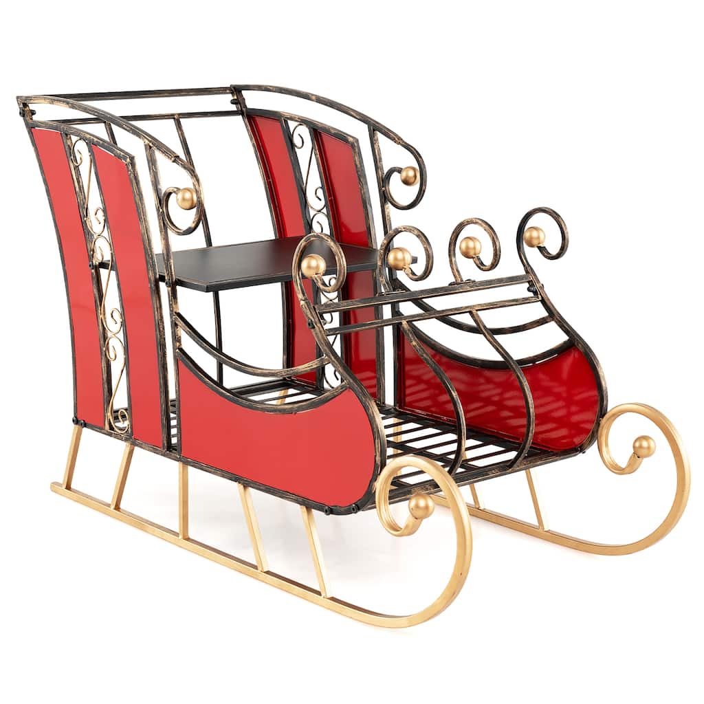 Gymax 23''Christmas Santa Sleigh w/ 2-Tier Storage Shelf Christmas - See Details