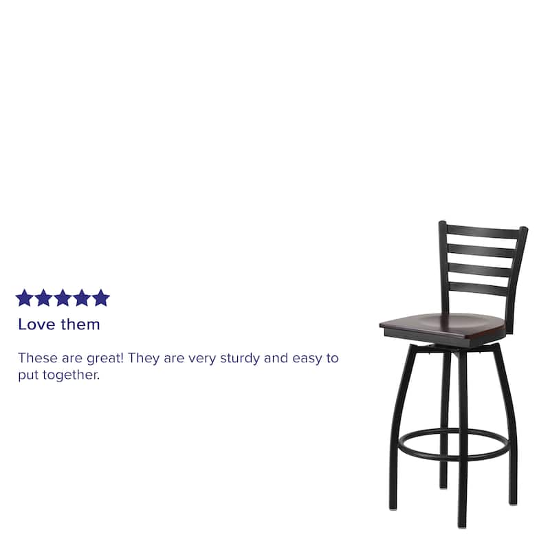 Ladder Back Swivel Metal Barstool - 16.5"W x 20.5"D x 44.5"H - 16.5"W x 20.5"D x 44.5"H