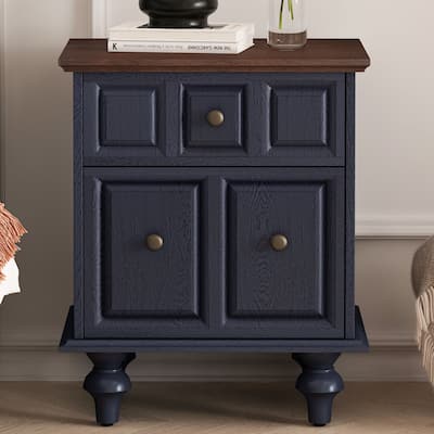 20.47"Vintage Nightstand with 2 Drawers and Roman Column Legs