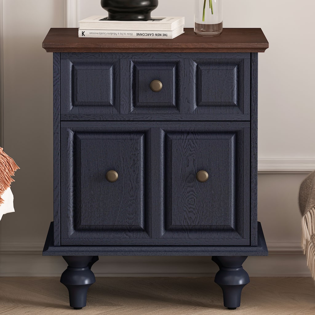 20.47"Vintage Nightstand with 2 Drawers and Roman Column Legs