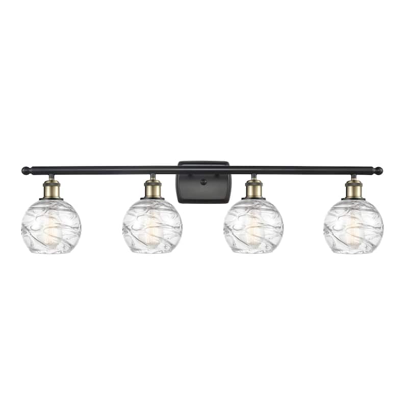 Innovations Lighting Small Deco Swirl 4 Light 36" Wide Bathroom Vanity - Black Antique Brass / Clear