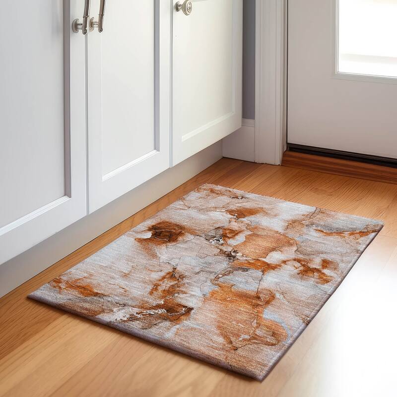 Premium Washable Super Soft Watercolor Abstract Mayfield Rug - Paprika - 1' 8" x 2' 6" - Rectangle