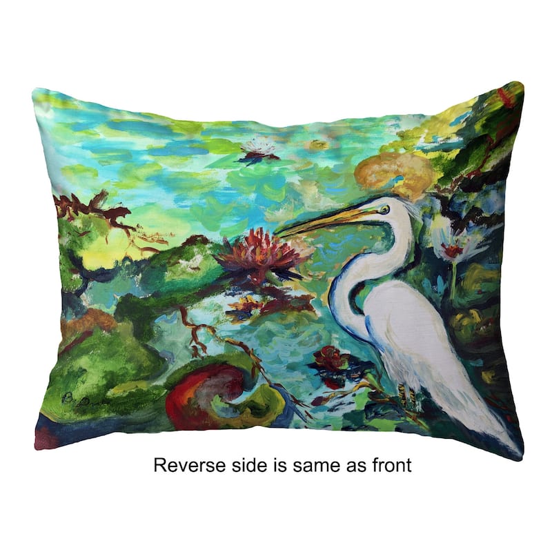 Egret & Waterlilies Noncorded Pillow