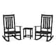 POLYWOOD Estate 3-Piece Rocking Chair Set with Long Island 18" Side Table - Black