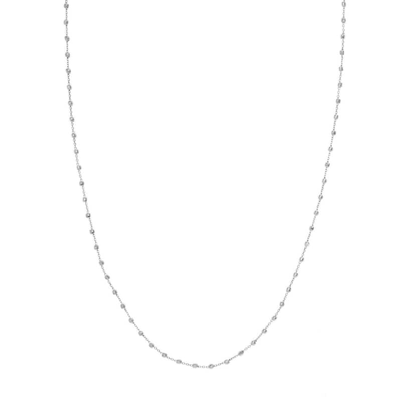 Curata 14k White Gold 2.5mm Diamond Cut Bead Stations Chain Necklace