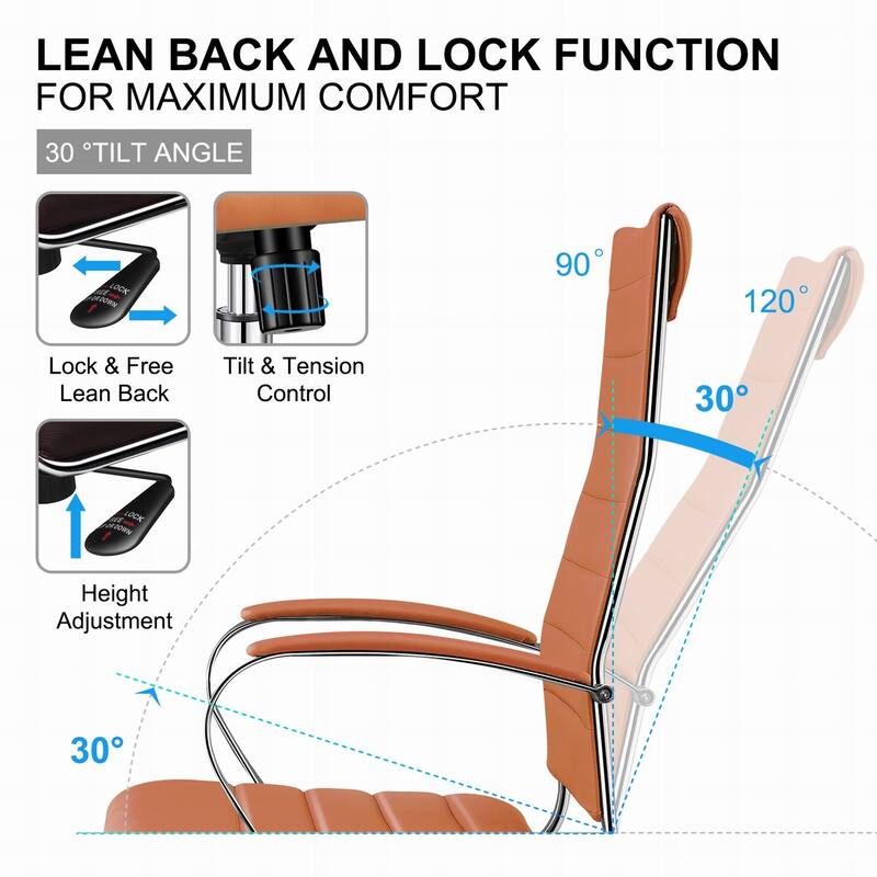 LUXMOD® Office Chair Faux Leather Silver Frame Adjustable and Swivel