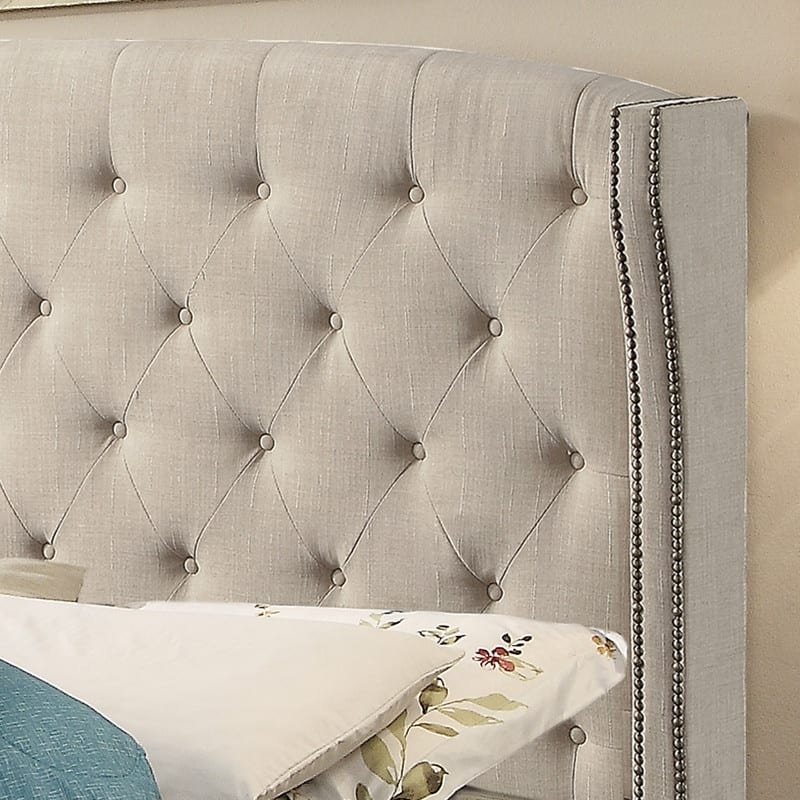 Moser Bay Destiny Upholstered Wingback Headboard Nailhead, Tufted