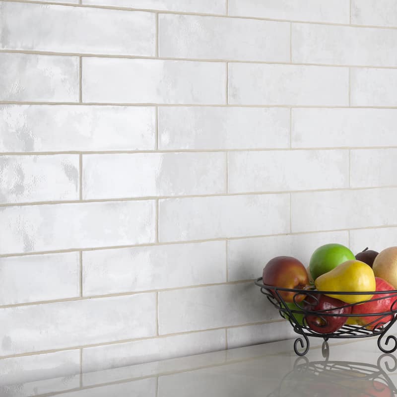 Merola Tile Biarritz White 3" x 12" Ceramic Wall Tile
