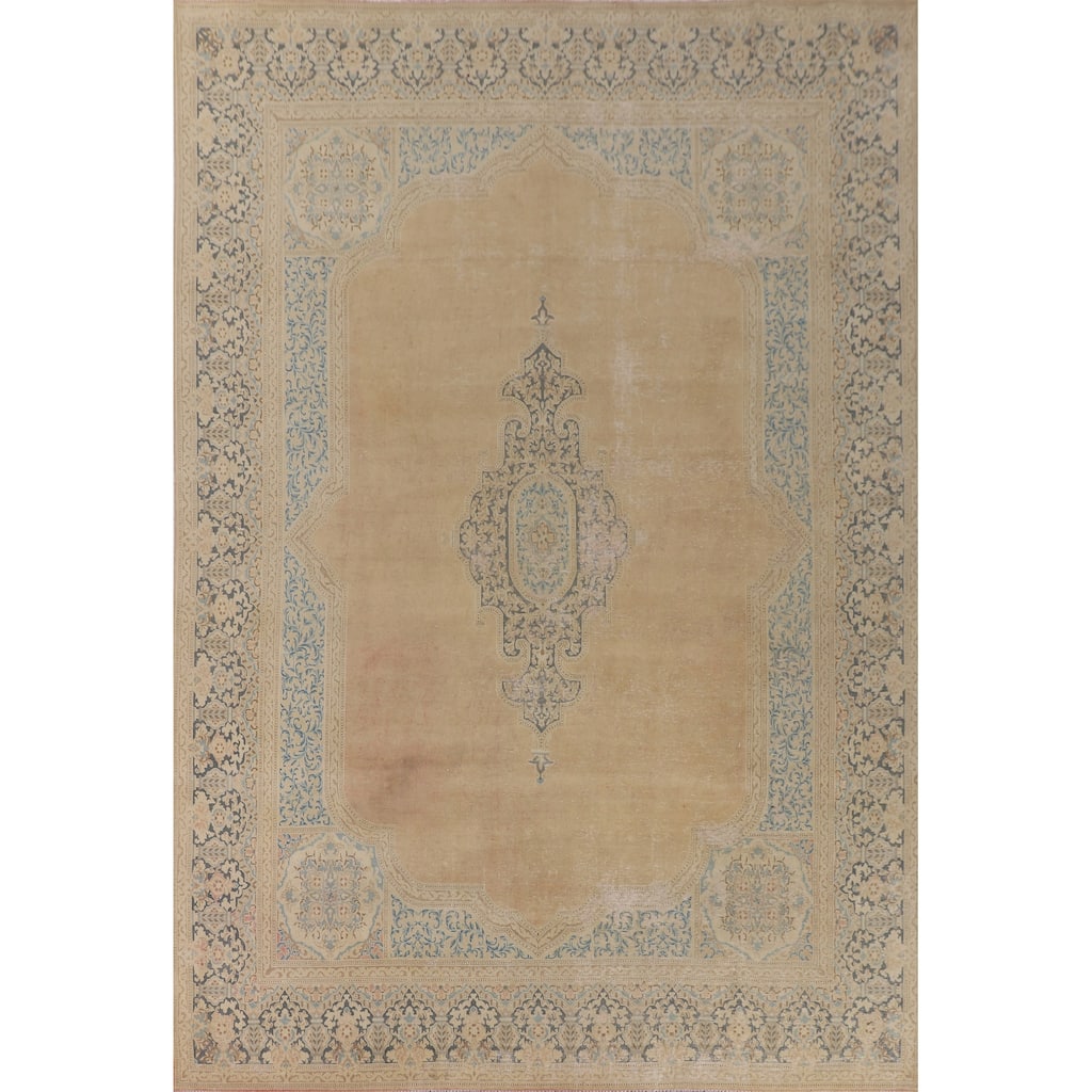 Kerman Persian Vintage Area Rug Hand-Knotted Wool Carpet - 9'10" x 13'3"