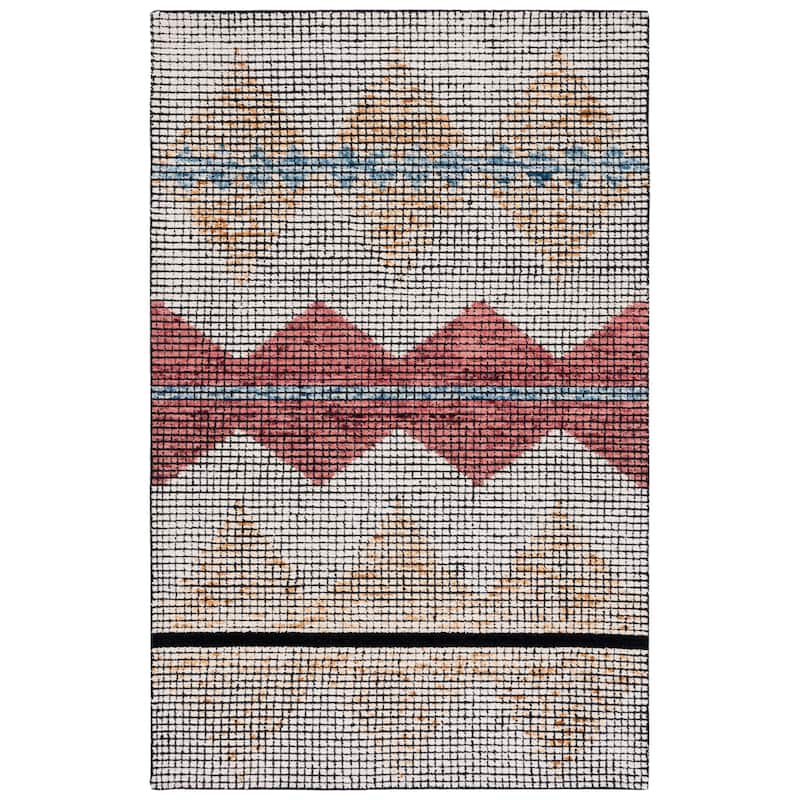 SAFAVIEH Handmade Abstract Heli Tribal Boho Wool Rug - 6' Square - Ivory/Gold