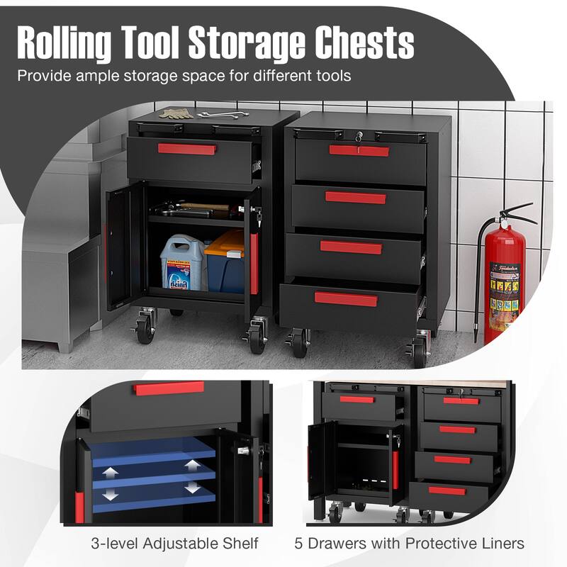 Costway 6PCS Garage Cabinets and Storage System Set with Pegboard & - See Details