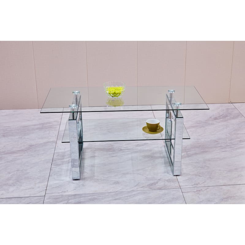 Transparent Tempered Glass Coffee Table - Bed Bath & Beyond - 39940651