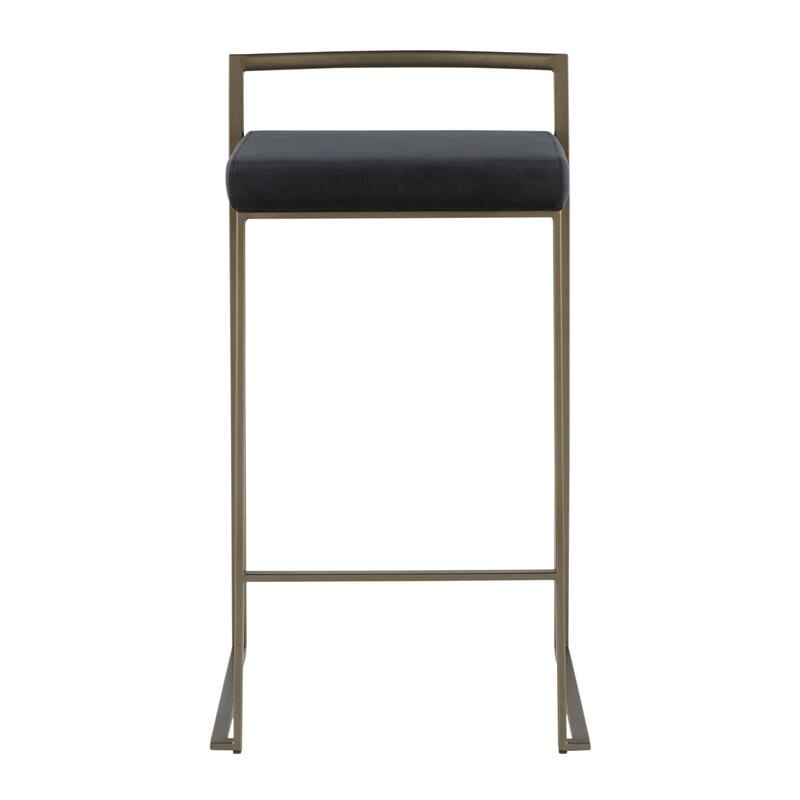 Carbon Loft Forrest Industrial Antique Stackable Counter Stool (Set of 2) - Black Velvet