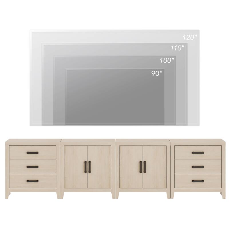 WAMPAT Modern Farmhouse TV Stand with 6 Drawers & 2 Cabinets, Wide Entertainment Center for Large TVs & Media Storage