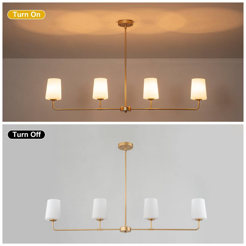 Starsky 4-Light Transitional Linear Pendant Light with Opal Glass Shades