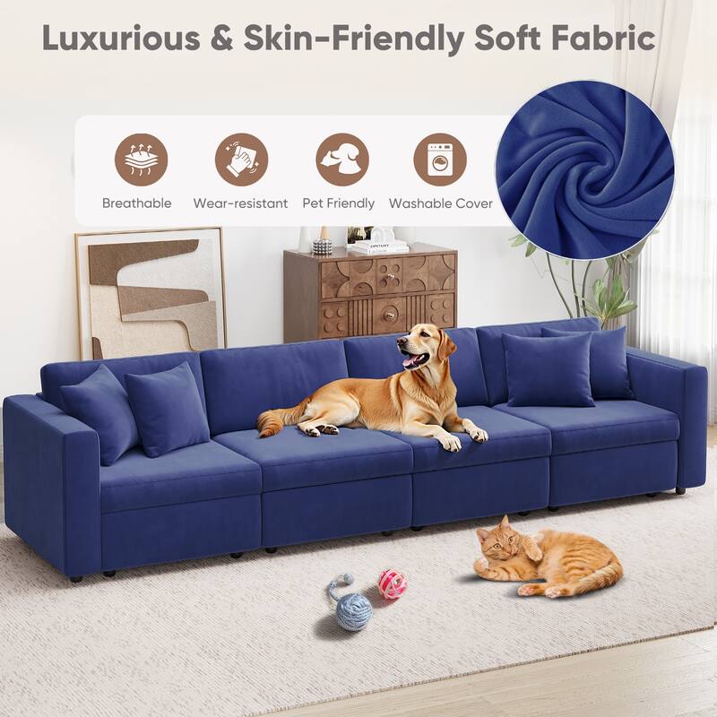 Pocassy Cloud Sectional Couch Upholstered Velvet Couches