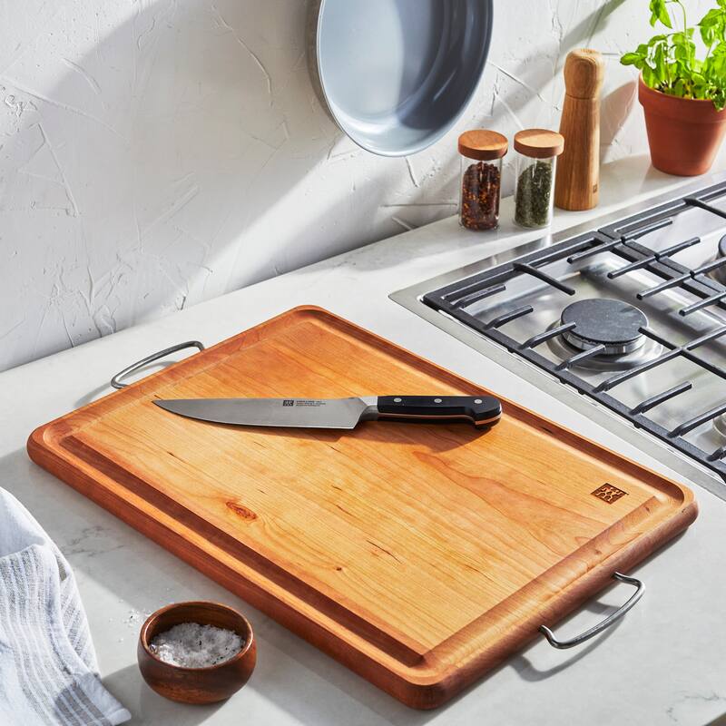 ZWILLING Cherry Wood Carving Board with Handles - 20" x 15" x 1"