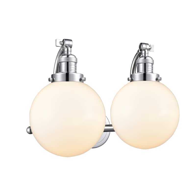 Innovations Lighting Beacon 2 Light 18" Wide Bathroom Vanity Light - Polished Chrome / Matte White Cased