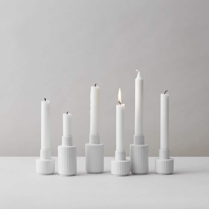 Lyngby Porcelæn Candle Holder, White - H: 4.3"