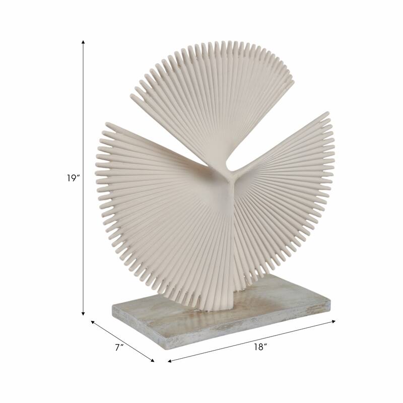 Resin Decorative Object Sculpture Geometric Fan Design - 19" Ivory - 17" x 7" x 19"
