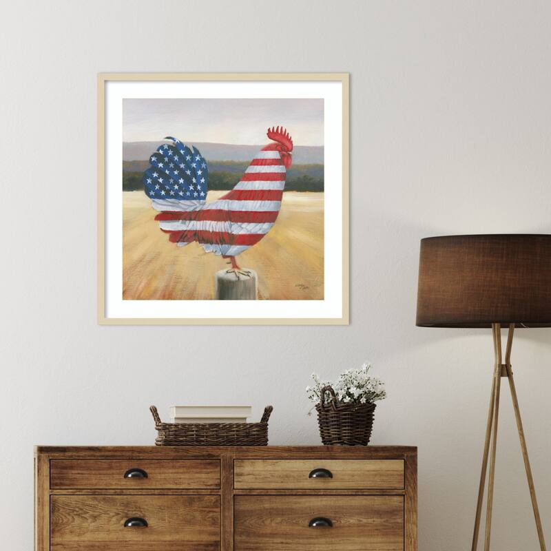 American Rooster by Wellington Studio Wood Framed Wall Art Print