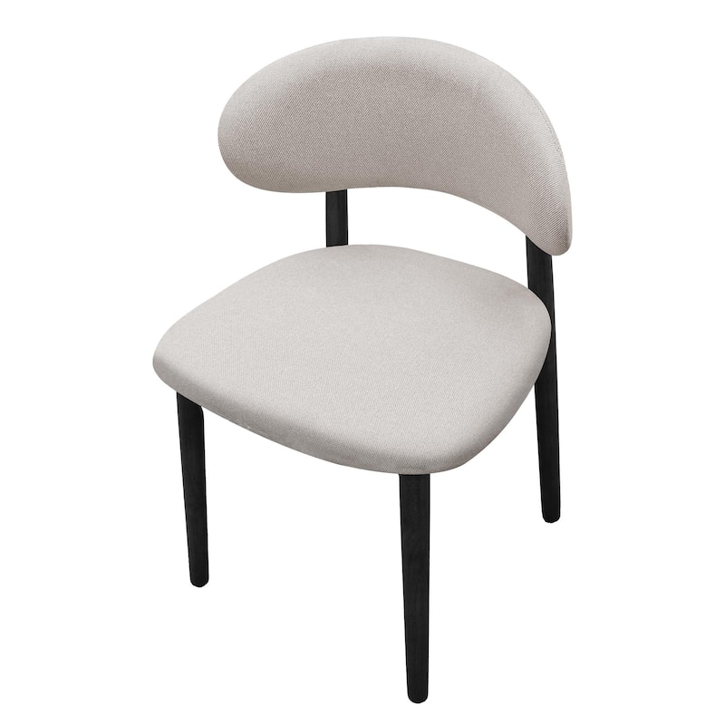 Cotton-Linen Fabric Upholstered Dining Chair with Black Solid Wood Legs, Armless Chair Set of 4 for Kitchen, Living