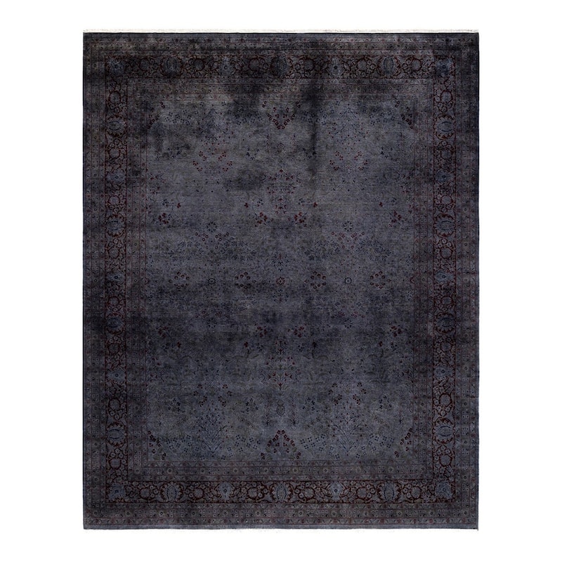 Overton Hand Knotted Wool Vintage Inspired Modern Contemporary Overdyed Gray Area Rug - 8' 3" x 10' 5"
