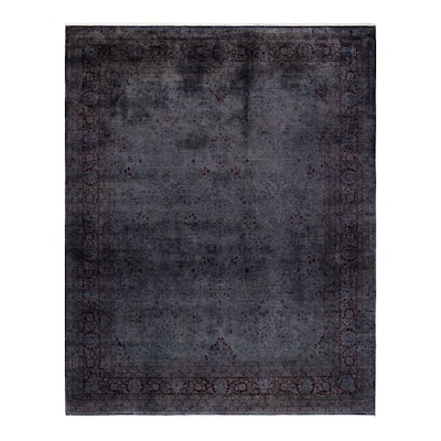 Overton Hand Knotted Wool Vintage Inspired Modern Contemporary Overdyed Gray Area Rug - 8' 3" x 10' 5"